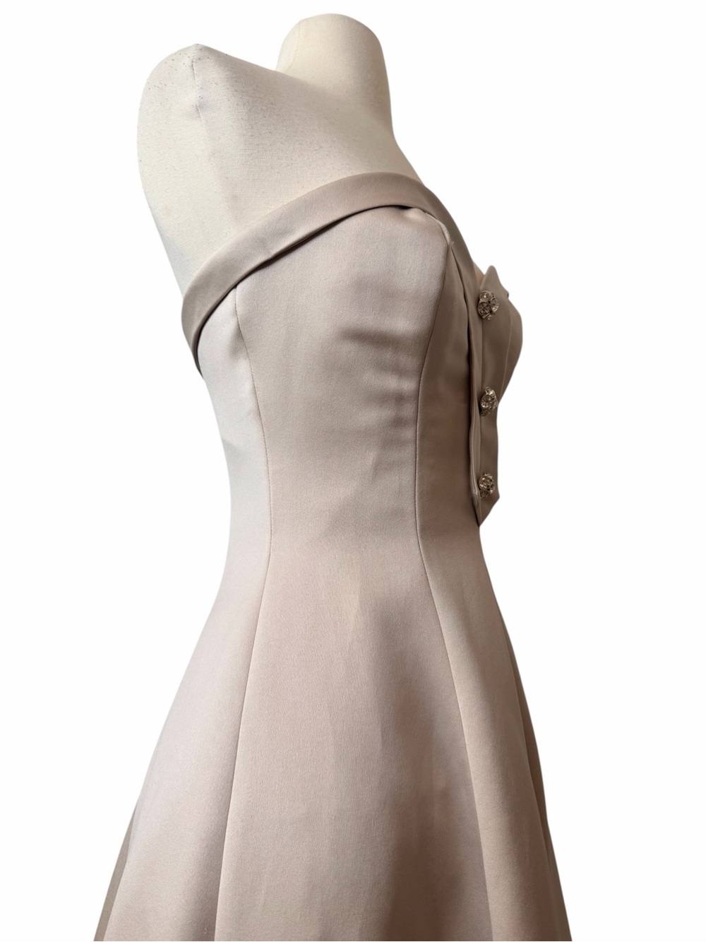 VICTOR COSTA STRAPLESS VINTAGE CHAMPAGNE CRYSAL DRESS. - Picture 8 of 9